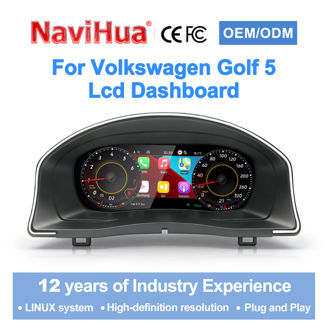 Navihua New Upgrade Car Digital Cluster for Volkswagen VW Golf 5 2004-2009 Auto Speedometer Linux System Carplay LCD Instrument
