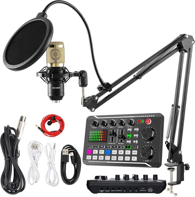 Best-Selling All-in-One BM800 Live Sound Card Microphone Set 20Hz-20kHz Frequency Response 1-Year Warranty for Optimal Reception