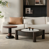 Table basse en bois massif de style français du milieu du siècle, écologique et durable, ensemble de tables à thé rondes irrégulières, mobilier de maison