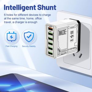 6-in-1 QC3.0 Fast <b>Charger</b> <b>USB</b> Hub EU/US/UK Travel <b>Plug</b> for Phones & Tablets - Product Image 4