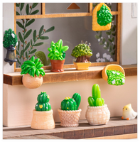 Lot miniature mixte dessin animé micro plantes de cactus artificielles résine figurines de jardin statue avec ornement de paysage de désert succulent