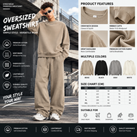 Sweat-shirt à capuche en molleton de coton épais à col ras du cou OEM, pull-over vierge à épaules tombantes, sweat-shirt surdimensionné personnalisé à col ras du cou