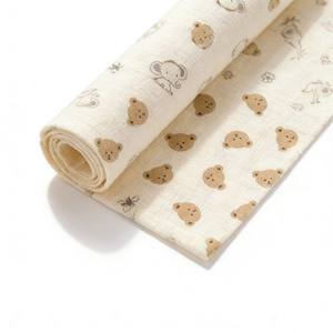 Serviette de bain, couverture et robe pour bébé en tissu popeline 100% coton <span class=keywords><strong>double</strong></span>, motif ours brun imprimé, respirante, poids moyen - Product Image 6