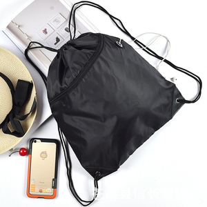 Promotional Eco-Friendly 210D Polyester Drawstring Sport Backpack with Zipper Pocket for Gym Use