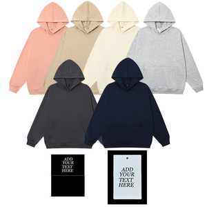 Felpa Unisex Beige in poliestere da 320gsm Oversize con cappuccio tinta unita in spugna con Logo <span class=keywords><strong>personalizzato</strong></span> Pullover da lavoro <span class=keywords><strong>ricamato</strong></span> <span class=keywords><strong>abbigliamento</strong></span> - Product Image 2