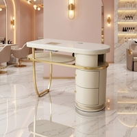 Meubles de salon de beauté et de spa modernes et luxueux avec plateau en marbre, bureau pour technicien en ongles, table de manucure, ensemble table et chaise pour ongles