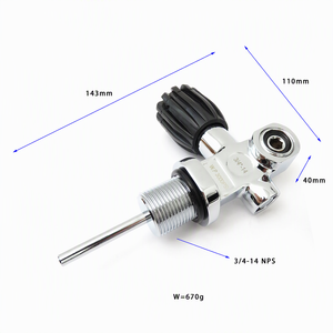 วาล์วถังดำน้ำ 3000PSI 250 บาร์ ทองเหลืองชุบโครเมียม เกลียว 3/4 14NPS วาล์วนิรภัยถังดำน้ำ อุปกรณ์เสริมสำหรับดำน้ำ - Product Image 2