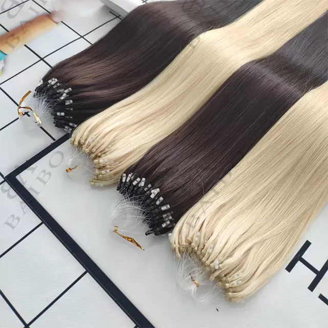 12A Remy Virgin Menselijk Haar Gemakkelijk Micro Ring/Links/Loop/Kralen Hair Extensions 1G/Strand micro Loop Haar Voor Vrouwen