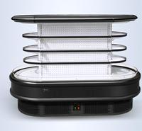 Lemari Pendingin Display Komersial Tipe Island, Showcase Multi-deck Terbuka Kustom, Bahan Stainless Steel 304 untuk Buah di Supermarket