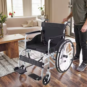 Fauteuil roulant manuel pliable portable pour personnes âgées handicapées avec dossier, équipement <span class=keywords><strong>de</strong></span> réadaptation - Product Image 2