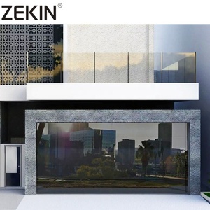 Puerta de garaje residencial Seccional de vidrio con espejo sin marco de aluminio negro automático a prueba de agua con puerta de garaje con motor - Product Image 2