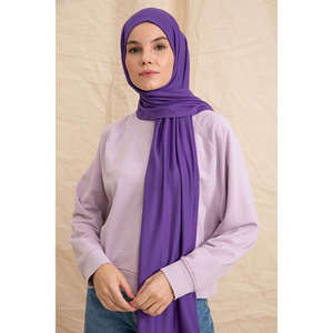 Pañuelo de algodón violeta liso de longitud media para mujer, velo de protección solar - Product Image 2