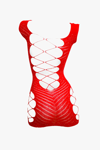 Robe Bodystocking Rouge Sexy à Strass, Broderie 3D Fine, Semi-Transparente, Demi-Combinaison en Spandex, Effet Léger de Maintien, Tenue de Club, Vente en Gros ODM - Product Image 5