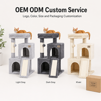 En gros Arbre à chat multi-niveaux moderne et esthétique avec double niches, échelle à gratter en sisal et peluche pour salon