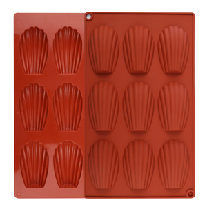 9-Cup <b>Silicone</b> Madeleine Mold Wave Shape <b>Baking</b> Pan For Cake Bread Mousse Jelly Claret Color Oven Safe - Product Image 4