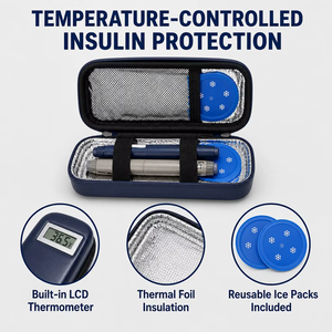 Estuche de Viaje Aislado para Insulina Médica con 2 Bolsas de Hielo, Bolsa de Almacenamiento Portátil para Diabéticos, Cuero PU, Nuevo, Personalizado, OEM, Venta al Por Mayor - Product Image 2