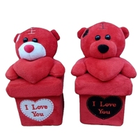 Ours en peluche Saint-Valentin avec boîte - Nouveau design en polyester avec accessoires