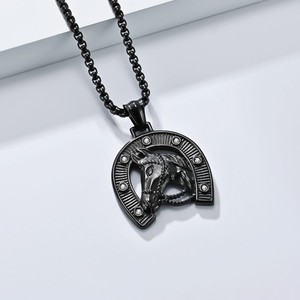 <span class=keywords><strong>Collier</strong></span> unisexe tendance avec pendentif tête de <span class=keywords><strong>cheval</strong></span>, chaîne fer à <span class=keywords><strong>cheval</strong></span> et zircon, plaqué or 18 carats - Product Image 6