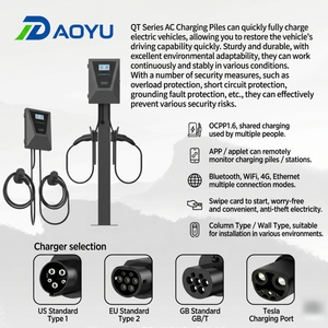 Borne de Recharge Murale Universelle Double Port Type 2 Type 1 GBT 14kW OCPP 1.6J APP Station de Recharge Rapide Intelligente Garantie 2 Ans - Product Image 1