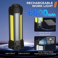 Lampe de camping multifonctionnelle Type C Lampe de travail rechargeable 2000 Lumens Aimant détachable Trépied rétractable Lampes portables
