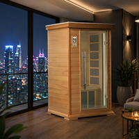 Sauna infrarouge lointain commercial moderne pour 2 personnes SS-100M en bois de pruche avec chauffage en fibre de carbone à faible EMF et filtre de refroidissement