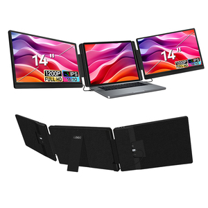 Moniteur triple OEM d'usine de 14 pouces pour ordinateur portable, écran IPS 1200P, extension d'écran avec USB C, mini HDMI et support pliable - Product Image 1