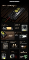 Smartphone DOOGEE V Max LR robuste, Octa Core, CDMA 5G, double lampe de camping, télémètre laser, écran 6,78'', batterie 20500mAh
