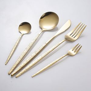 Portuguese Stainless Steel Cutlery Set Golden Western-style Steak Knife Rice Spoon Dessert Fork Flatware for Restaurant Use - Product Image 2