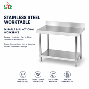 Mesa <span class=keywords><strong>de</strong></span> Trabajo <span class=keywords><strong>Industrial</strong></span> <span class=keywords><strong>de</strong></span> Acero Inoxidable con Estante Inferior, Ensamblaje Rápido, Banco <span class=keywords><strong>de</strong></span> Trabajo Metálico para Almacén, Garaje, <span class=keywords><strong>Cocina</strong></span> - Product Image 1