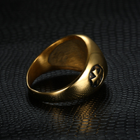 Maßgefertigter Edelstahl-Schmuck 18K Gold Herren Roter Emaille Kreuz-Ring Malteser Keltische Apostelringe