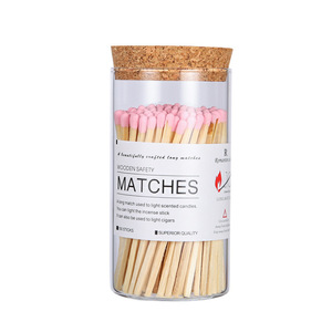 Fósforos largos de madera para velas aromáticas, palitos de fósforos coloridos en frascos de vidrio con etiquetas para decoración del hogar y regalos. - Product Image 5