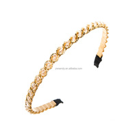 Nouveaux accessoires pour cheveux rétro pour femmes, chaîne en cristal enveloppée autour de serre-têtes, bandeaux en métal polyvalents, strass, accessoires pour cheveux pour femmes