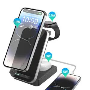 15W Qi2 Certified 3 in 1 Station Fast Mobile Phone Charging Stand Holder Wireless Charger
