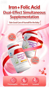 Tabletas de Hierro y Ácido Fólico, Suplemento Dietético Prenatal para el Apoyo Nutricional de Adultos, 2 Tabletas Diarias - Product Image 3