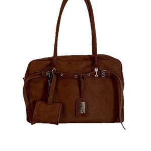 Bolso de Mano Retro de Gamuza para Mujer, Estilo 2025, Simple, Gran Capacidad, Bolso de Hombro/Axila, Forro de Cuero Genuino, Cadena para Otoño - Product Image 1