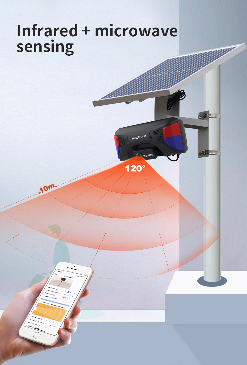 Outdoor Driveway Safety Intruder Anti Theft Sound and Light Alarm Siren Smart Wireless Motion Sensor Solar Security Alarm System · image 4