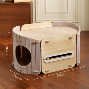 Casa para Gatos Moderna de Madera y Fieltro para Interiores, <span class=keywords><strong>Cama</strong></span> para Gatos de Varias Capas con Rascador, Duradera y Resistente, Suministro Directo de Fábrica - Product Image 2