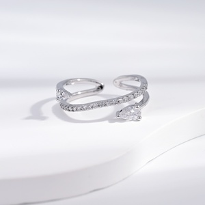 custom Minimalist plata 925 Silver cross Pearl <b>Ring</b> <b>adjustable</b> Geometric Design Women's Everyday Wear gold plated Stacking <b>Rings</b> - Product Image 5
