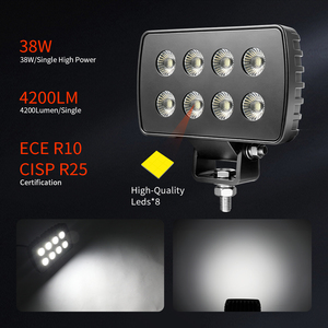 Projecteur de travail LED carré 38W anti-poussière et robuste, faisceau large 6,1 pouces, blanc, IP68, pour excavatrices, bulldozers, camions de construction, 12V 24V - Product Image 2