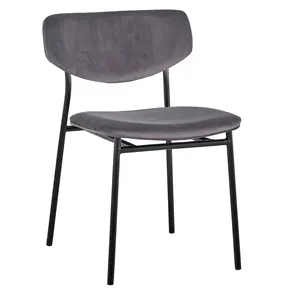 Best selling 2024 grey armless velvet dining chair with metal frame high back for dining room restaurant