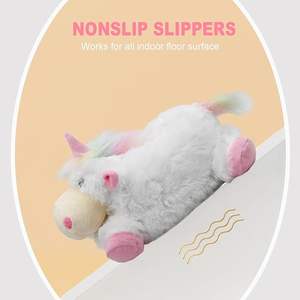 어린이를위한 실내 퍼지 겨울 동물 팬더와 암소 봉제 슬리퍼 따뜻한 실내 슬리퍼 - Product Image 4