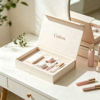 Cajas de Regalo Magnéticas Blancas de Lujo Personalizadas con Tapa Abatible y Patrón Impreso en UV para Empaque de Sets de Cosméticos y Cuidado de la Piel de Alta Gama