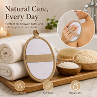 Brosse de bain en loofah naturelle écologique à long manche, brosse exfoliante pour le dos en loofah pour la douche, nettoyage du corps