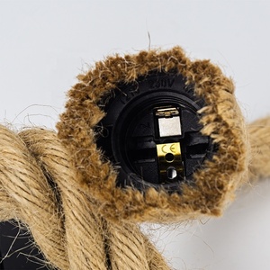 Lámpara Colgante Vintage de <span class=keywords><strong>Cuerda</strong></span> de Cáñamo con una o Dos Cabezas, E26, Iluminación Industrial Creativa - Product Image 4