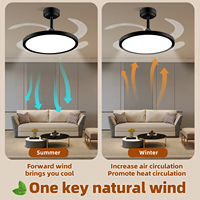 Ventilateur de plafond rétractable fin de 42 pouces avec lumière LED, télécommande via application, 6 vitesses, intensité variable, mémoire, réversible pour chambre, salon, maison