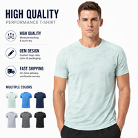 T-shirts de sport athlétiques pour hommes, col rond, haute qualité, design OEM personnalisé, coupe ajustée, séchage rapide, respirant, extensible, pour la course à pied et l'entraînement