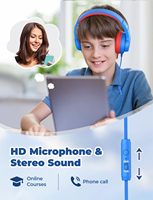 Casque audio pour enfants IClever HS19 avec microphone, limiteur de volume 85 dB, casque supra-auriculaire pour enfants, pliable, filaire, pour l'école