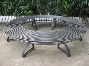 Suole — banc rond en fonte, banc d'arbre, dos nu, métallique