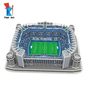 Kustom Mainan Pendidikan Anak-anak Puzzle Kartun DIY untuk Penggemar Sepak Bola Souvenir Real Madrid Stadion 3D Teka-teki Busa
