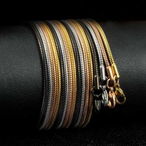 לא להכתים תכשיטים סיטונאי 18K זהב מצופה נירוסטה נחש שרשרת חסר צוואר לגברים 2mm עגול נחש עצם שרשרת שרשרת - Product Image 1